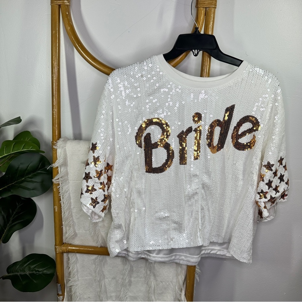 Simply Southern Bride Sequin Top sz L/XL